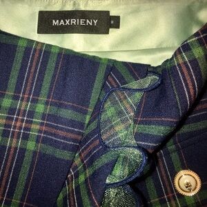 Maxrieny Plaid Ruffle Detail Skort